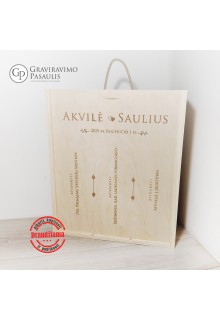 Graviruota vyno dėžė "Vestuvėms 3 buteliams"